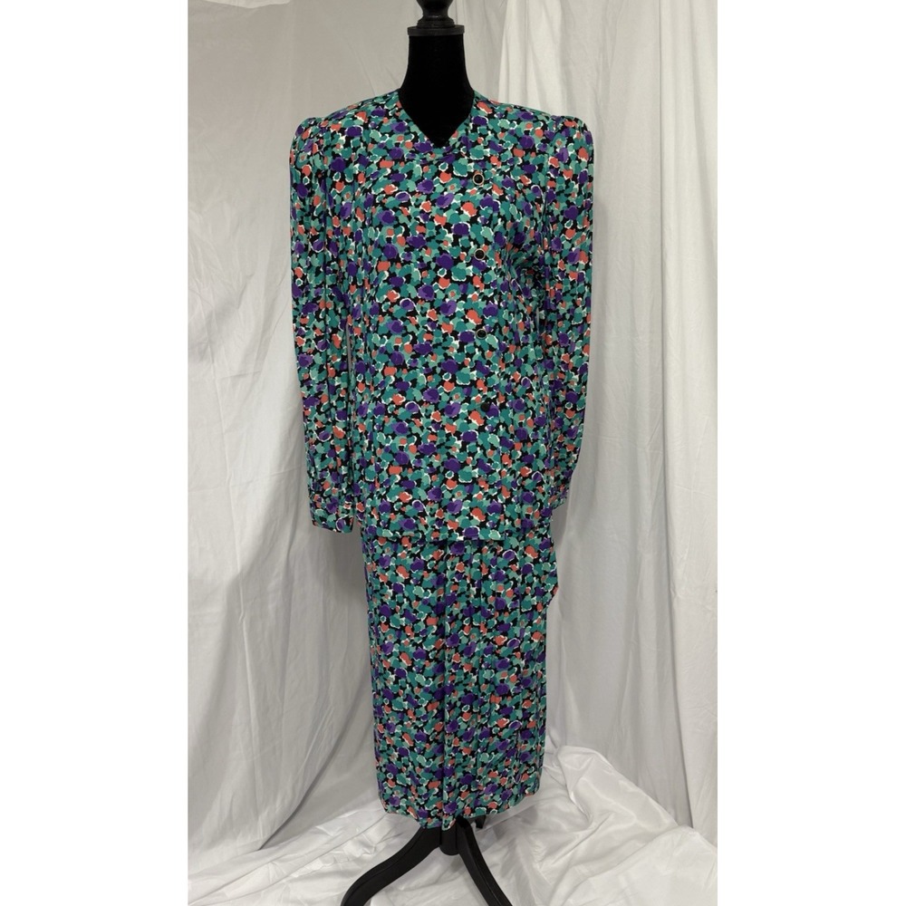 Doncaster‎ Two Piece Wrap Around Skirt , Button Down Shirt Sleeve Blouse Size 10